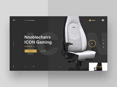 #60 Shots for Practice black buy chair design ecommerce furniture gaming gear gold homepage minimal product seat shop slider store ui ux website white