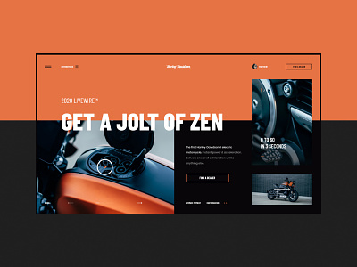 #70 Shots for Practice automotive black concept design flat graphic harley harley davidson homepage minimalistic motorbike motorcycle orange ui ux web website