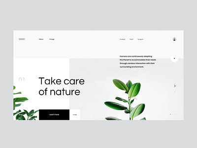 #74 Shots for Practice clean concept design environment flat grey home homepage leaf minimalism minimalist nature plant typography ui ux web website white