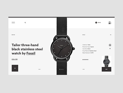 #78 Shots for Practice black clean concept design ecommerce elegant flat grey homepage luxury minimalism product shop slider store typography ui ux watch website