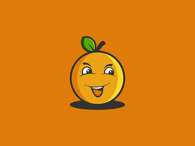 Orange character fruit icon leaf logo