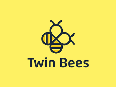 Twin Bees, Unused design bee logo mark logo. twin mark modern