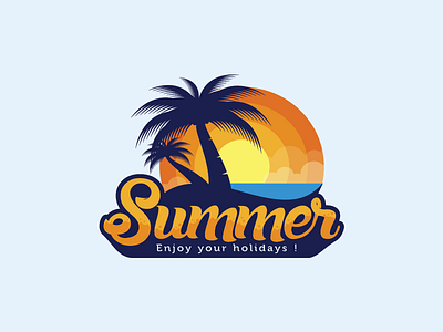 Summer Logo brand design landscape logo palm summer sunset