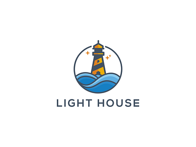 Lighthouse Logo architechture brand building business company concept design icon identity landscape lighthouse logo logo design sea sunset tower travel vector water wave