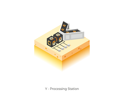 Processing Station 3d character isometric isometry letter processing station y