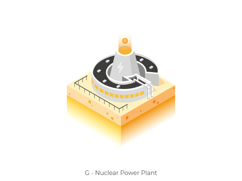 Nuclear Power Plant 3d animation character energy g isometric isometry letter nuclear plant power