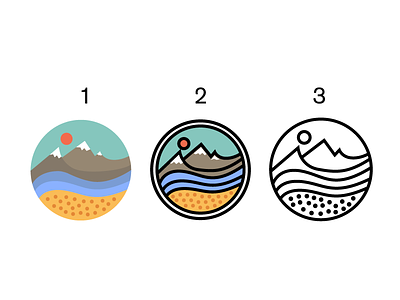 123 branding colour design illustrator logo mountains peaks pebbles sand sea snow sun