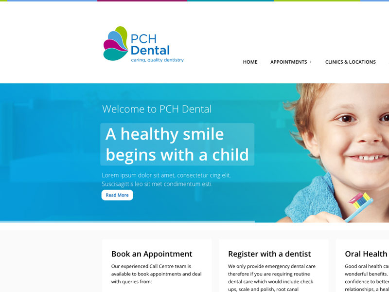 PCH Dental smile together private dentistry design website