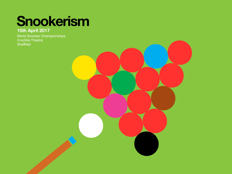 Snookerism crucible illustration design colour balls tip cue world champs snooker