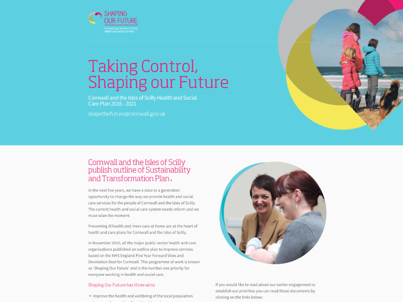 Shaping Our Future website design social health cornwall future