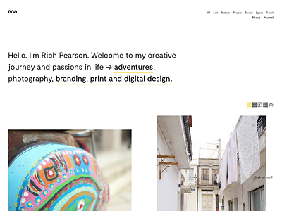 Rich Pearson Design Website 2 cols columns design images photography website
