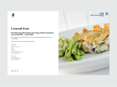 Cornwall Food Holding Page branding care cornwall food health nhs web design