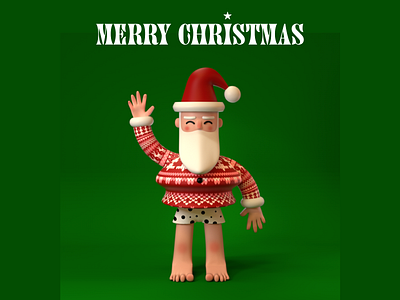 Santa WFH 3d cinema4d happy holidays illustration merrychristmas