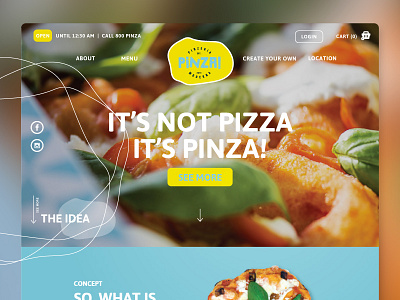 PINZA! blue branding dubai ecommerce header pinza pizza tentwenty uae webdesign website yellow