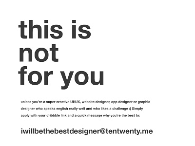 This is not for you bethebest designer digital agency dubai tentwenty united arab emirates