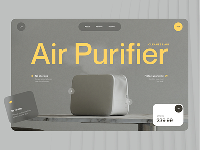 air purifier | website design concept brown cart clean design fresh furniture gray grey home industrial landing minimalism page price product sell site ui web yellow