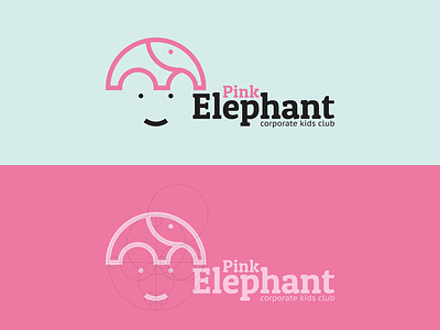 Pink Elephant elephant logo kidsclub logo logodesign