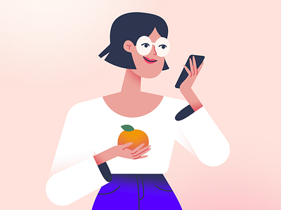 Choose healthy! 2d animation character character rig diet diet app eggplant food fruit girl illustration leek mobile noise texture orange transition watermelon
