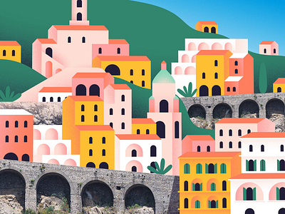 Amalfi coast 2d 2danimation buildings coast cutouts destination hill hotel house houses italy mixed media photo seaside tour tourist travel vacation