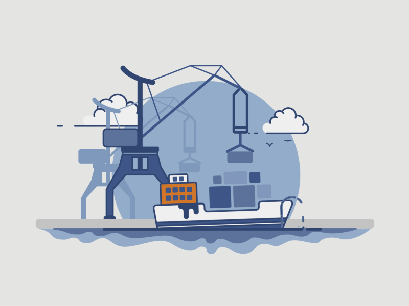 Port 2d ae animation character harbor harbour illustration motion oil port sea ship