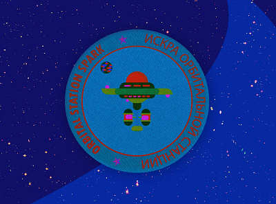 Orbital Station Spark badge design direction artistique graphics illustration logo mars planet typography vector