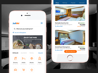 Justdial : Redesigning Hotel Section hospitality hotel application ia information architecture ios app