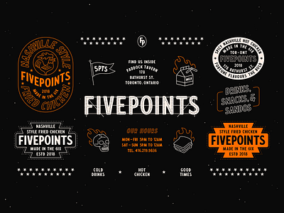 Fivepoints Design Elements badge branding chicken design hot illustration logo nashville retro texture toronto typography vintage