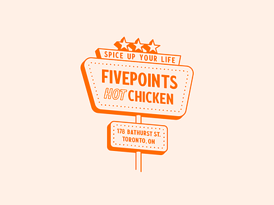 Fivepoints Neon Sign Illustration branding chicken design hot illustration logo nashville neon sign vintage