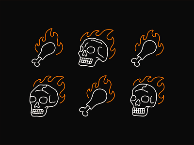 Fivepoints Illustrations branding chicken design fire flames hot illustration nashville skull vintage