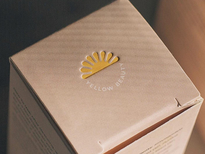 Yellow Beauty Packaging box branding design logo minimal natural packaging skincare soft sun top