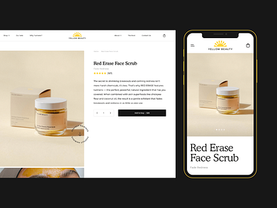 Yellow Beauty Product Page Mobile/Desktop branding design desktop layout mobile natural product page simple skincare ui
