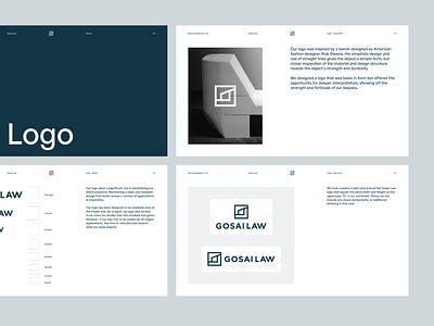 Gosai Law Brand Book Snapshot brand book branding design guidelines law law firm lawyers logo mimimal modern simple