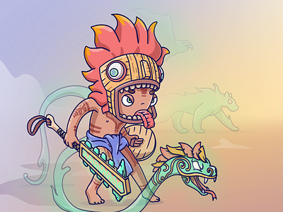 Aztec warrior character character design concept art flat design graphic design illustration procreate