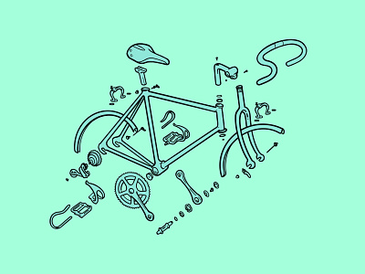 exploded road bike design digital illustration digital painting drawing illustration procreate