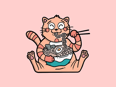 Ramen Cat cartoon cat design digital illustration drawing illustration illustrator japanese procreate ramen