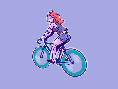 BORN 2 RIDE bike biker cycling cyclist digital illustration digital painting drawing fixedgear fixie illustration procreate purple woman