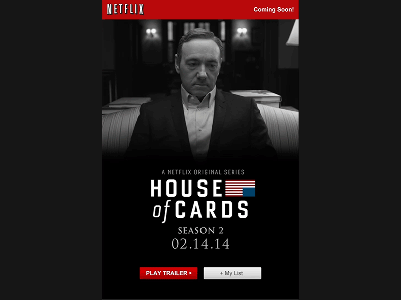 House of Cards Season 2 Announcement Email cinemagraphs email email design gif house of cards netflix