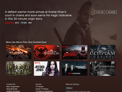 Cinematic Show Detail Page cinematic netflix ui