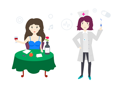 Girls illstutrations Concept chibi dating doctor girl illustration