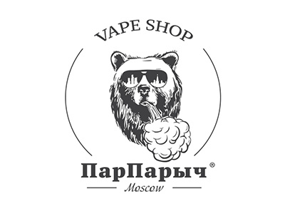 Logo for vape shop from Moscow «ПарПарыч» bear smoke steam vape vaping