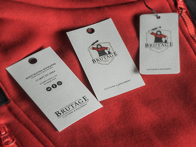 business card & tag «Brutage» blacksmith brutal business card card clothing equipment logo shield smith tag