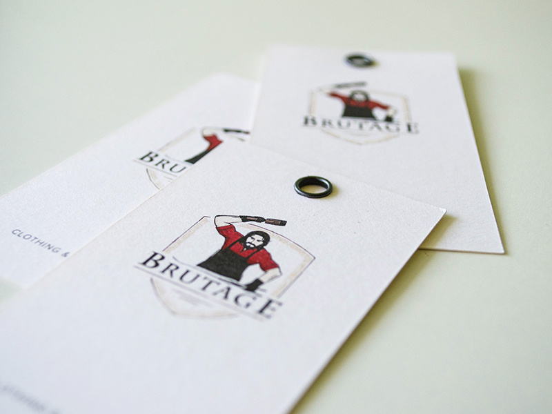 business card «Brutage» smith shield equipment clothing brutal blacksmith business card card logo