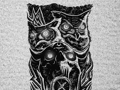 SOLD artwork band merch clothing design dark art dark artist dark illustration horror art horror illustration illustration merch design owl owl illustration owls skull skull art t shirt design