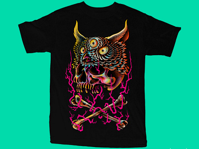 Available animal artwork band merch dark art dark artist death illustration merch design night owl sebrodbrick skull skull art t shirt design tree