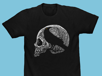 Available artwork band merch clothing design crow dark art dark artist dark illustration horror art horror artwork illustration line art merch design raven sebrodbrick skull skull art t shirt design