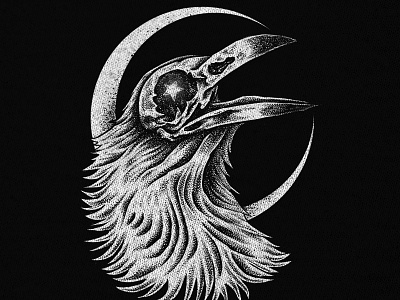 Available art artwork band merch bird blackandwhite crow crowskull dark artist designforsale illustration merch design skull t shirt design