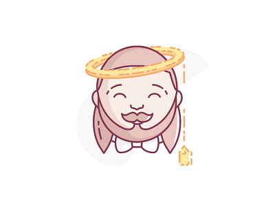 holiness comes with a price adobe cartoon character design face funny halo holy icon idea illustracion illustration illustrator mustache pastell person price tag smile