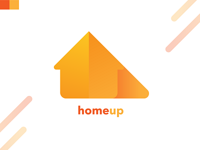 HomeUp art backup brand branding clean design flat gradient home house icon identity illustrator insurance logo minimal orange rescue up vector