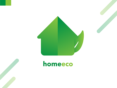 HomeEco art brand branding building clean design eco ecologic flat gradient green home house icon identity illustration illustrator logo minimal vector