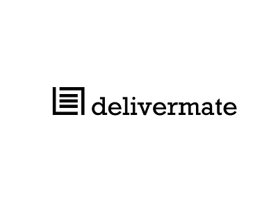 DeliverMate black black and white brand branding character clean concept deliver design flat icon identity illustrator logo minimal package safety simple typography vector